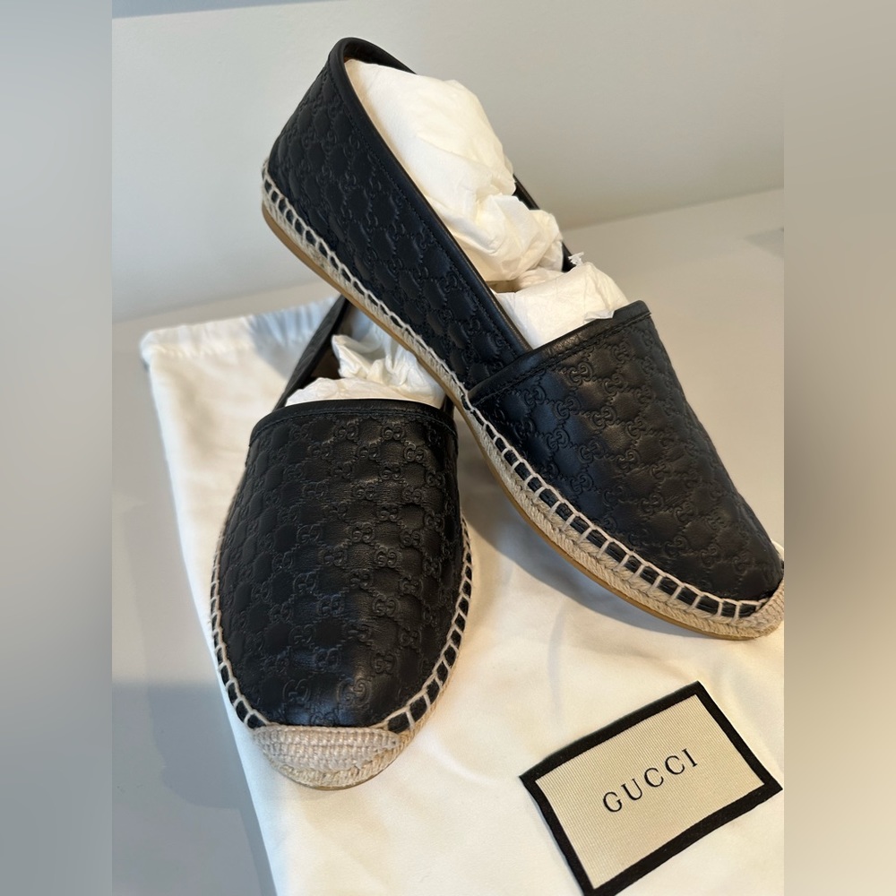 Gucci Leather Black Espadrille